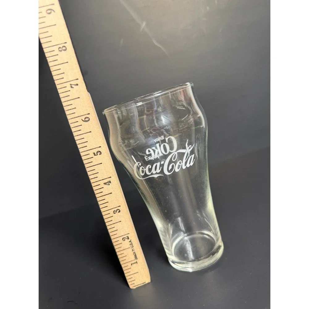 Vintage Coca-Cola Enjoy Coke White Logo Flared‎ Bell Soda Glass 6 Inch Tumbler